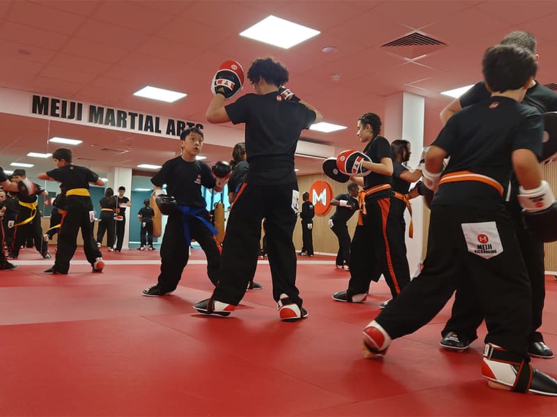 Meiji Martial Arts children enjoying their sparring practice
