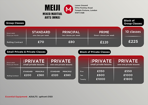 Meiji Martial Arts, Mixed Martial Arts, Temple Fortune, Membership details