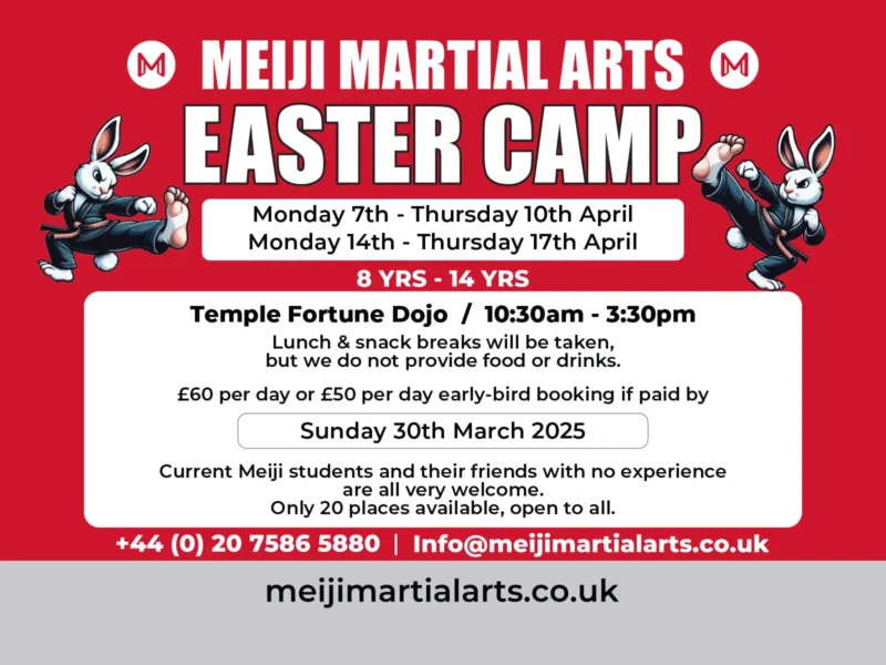Meiji Martial Arts prsents Easter Camp poster